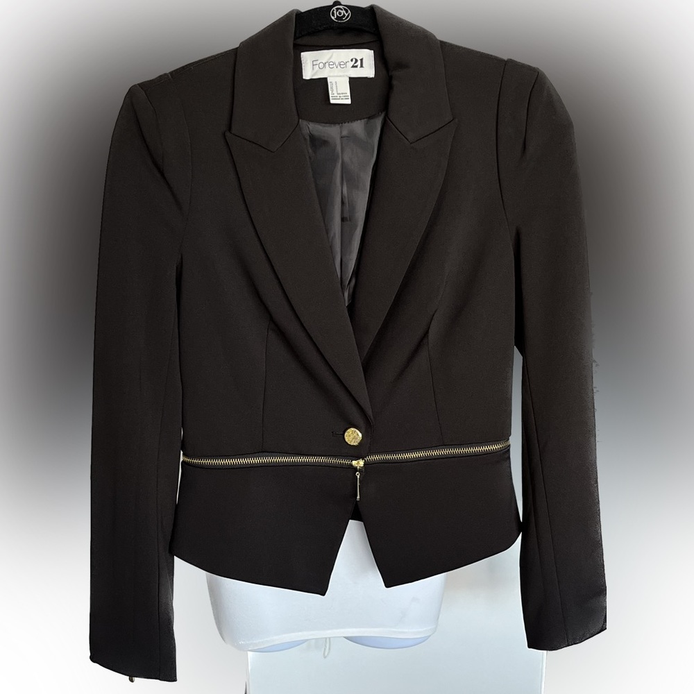 NWOT. Black jacket with zipper detail.